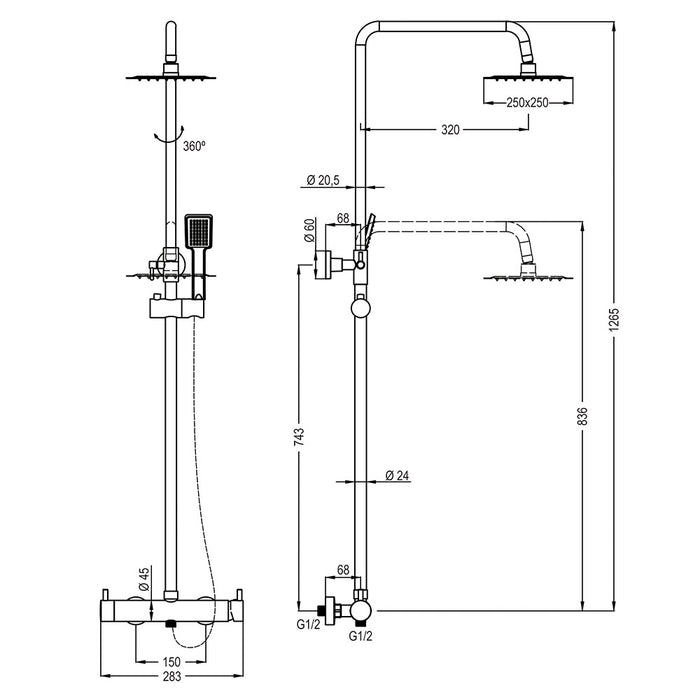 LLAVISAN L129534 QUAD GUN Columna Monomando Metal T 2 Vias