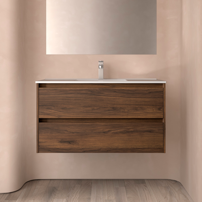 SALGAR NOJA Mueble de Baño con Lavabo 2 Cajones Color Nogal Maya