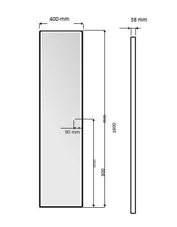 LEDIMEX NEWY021/160NG NEW YORK Espejo LED Cuadrado Luz Frontal Negro Mate 160x40 cm