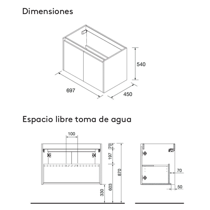 SALGAR 105102 NOJA Mueble+Lavabo 4 Puertas 140 cm Color Roble África
