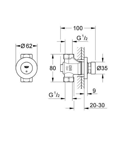 GROHE 36 268 000 EUROECO COSMOPOLITAN Grifo Temporizado Ducha