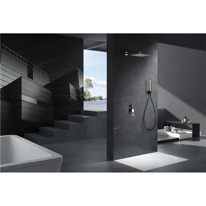 IMEX BDC032-6NOR SUECIA Conjunto de Ducha Empotrado Monomando Negro Oro Rosa