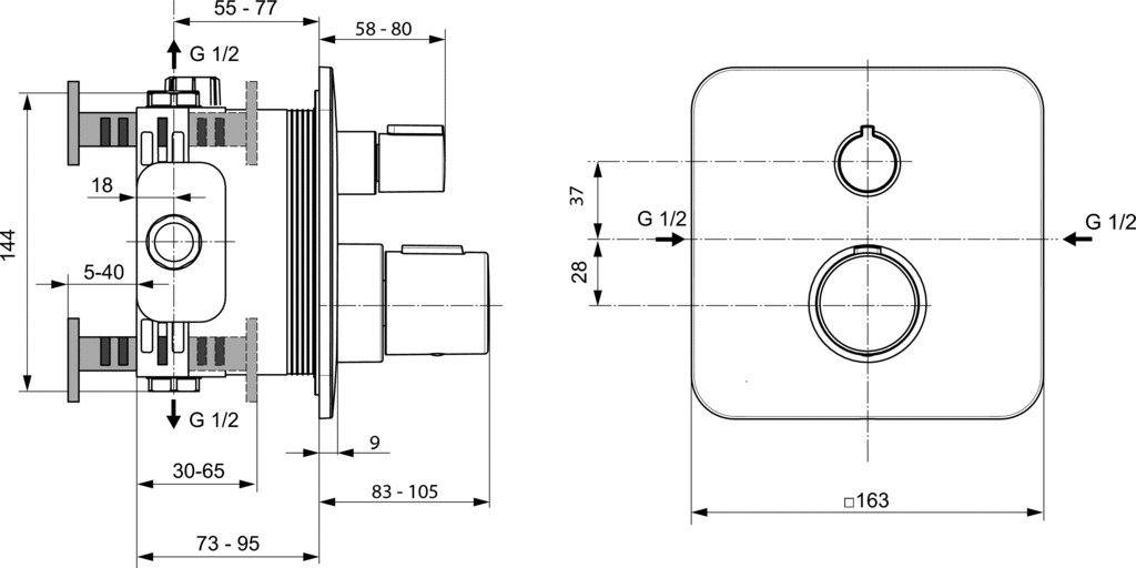 IDEAL STANDARD A6345AA Grifo Termostático Empotrado Baño/Ducha