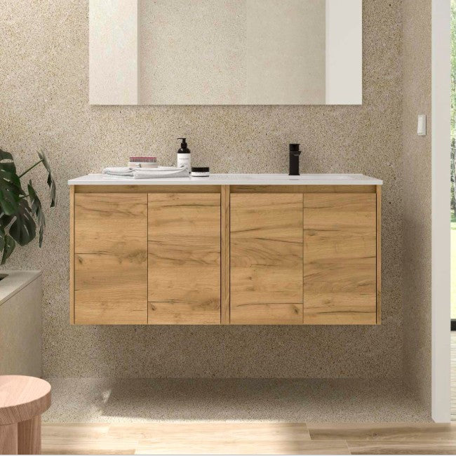 SALGAR 118778 NOJA Mueble+Lavabo 4 Puertas 120 cm Color Roble África Con Encimera Izquierda