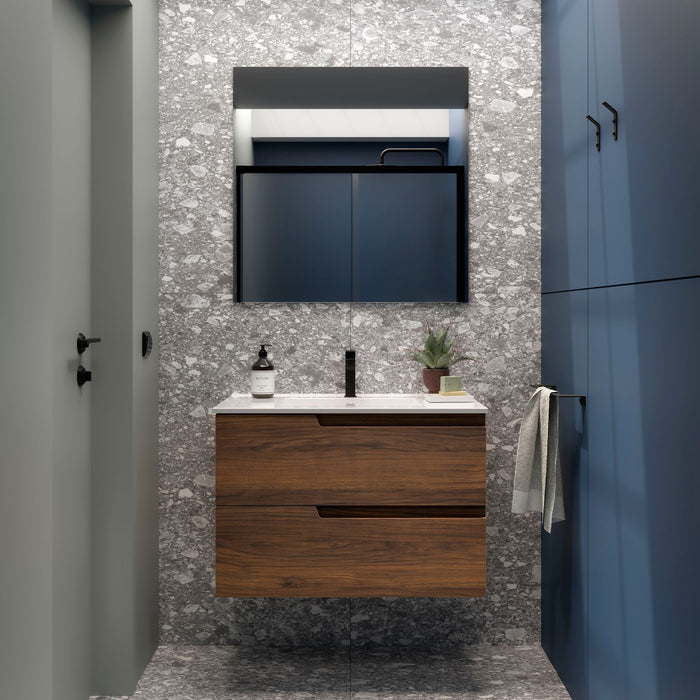 SALGAR VIMA Mueble+Lavabo+Espejo Color Nogal Maya