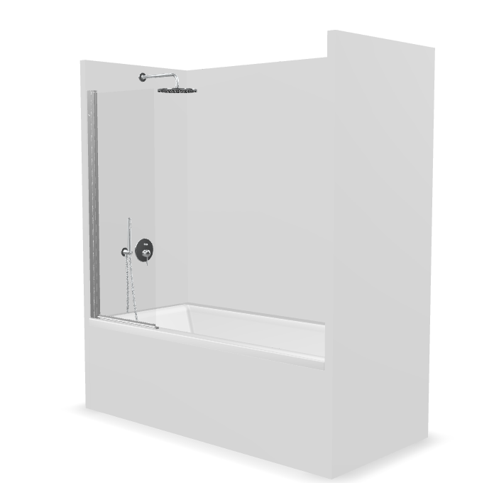 PROFILTEK HP110 HADA PLUS Mampara Bañera Plata Brillo Transparente