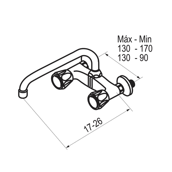 PRESTO 3834000 Elipse cocina mural bimando caño tubo Cromo