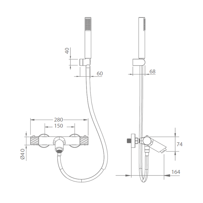 IMEX BTB063-4NQ BLESS-PALAU Grifo Termostatico Para Bañera Niquel