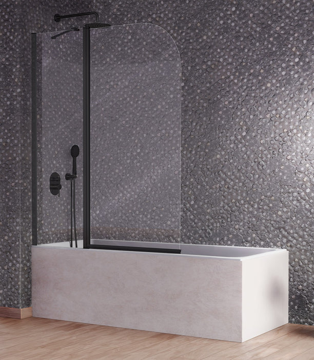 KASSANDRA RI563 RITA Mampara Fijo+Abatible Para Bañera Negro Mate Transparente