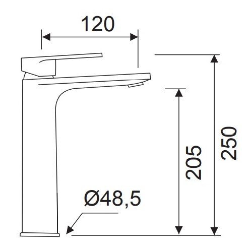 LLUVIBATH AU20605 AURA Grifo Lavabo Alto Negro Mate