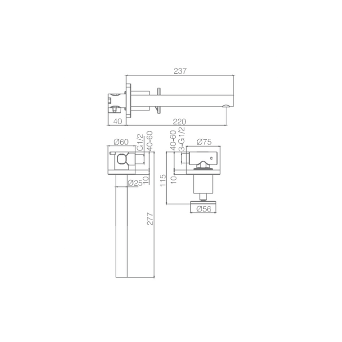 IMEX GLC033/NG OLIMPO Grifo de Lavabo Empotrado Negro Mate