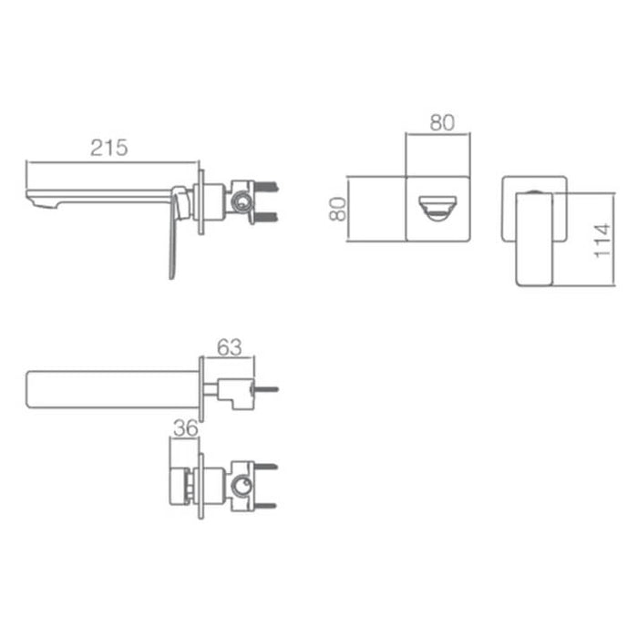 IMEX GLF016/NG FIYI Grifo de Lavabo Empotrado Negro Mate