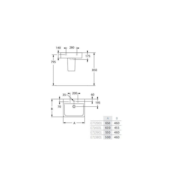 IDEAL STANDARD CONNECT Lavabo Suspendido Cúbico Porcelana Color Blanco