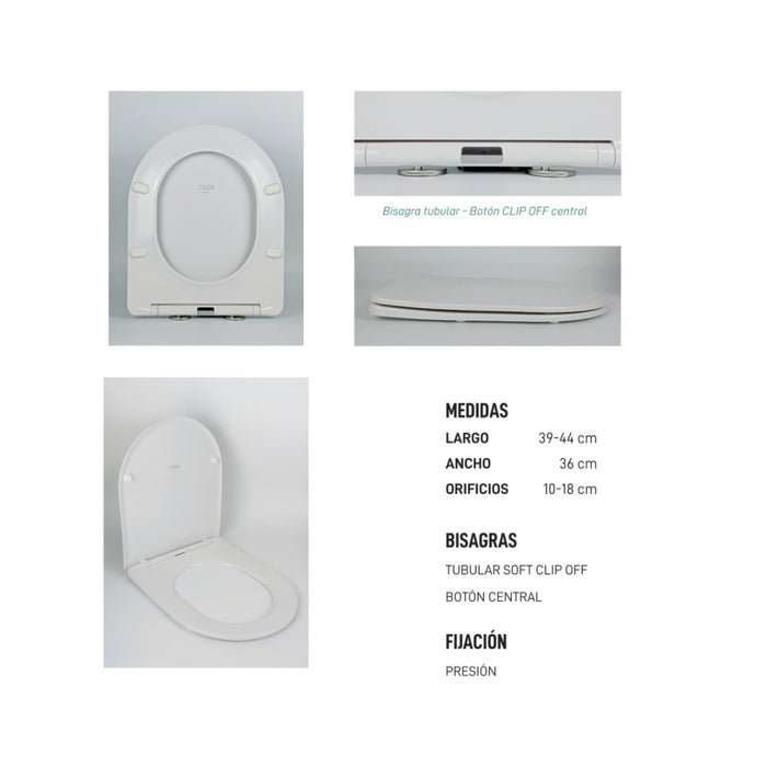 ETOOS 04217108 MAKANI Tapa WC Compatible Slim Extraíble Caída Amortiguada Blanco
