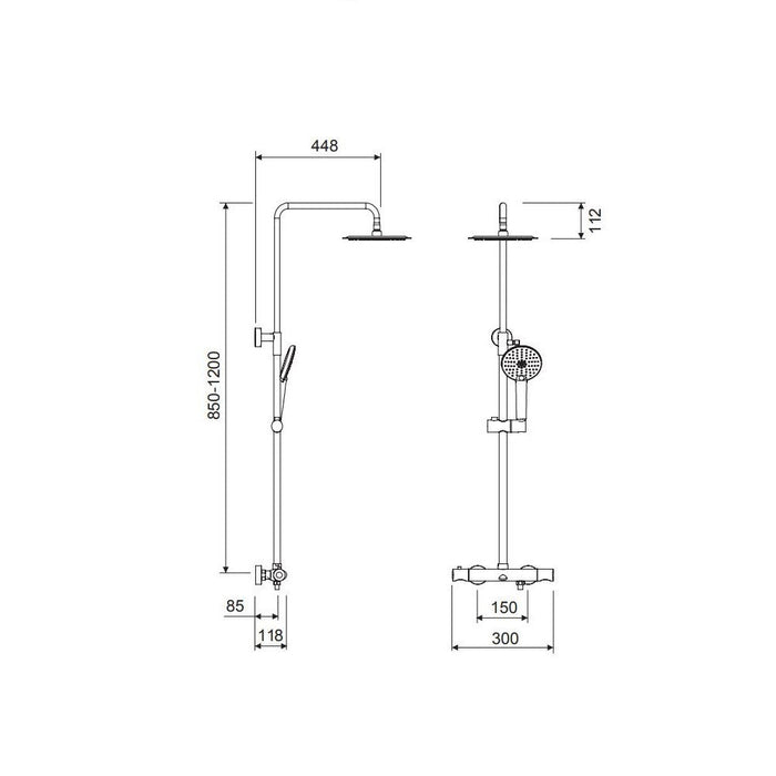 LLUVIBATH CO0321200S084030 MARTE Columna Ducha Termostática Cromo