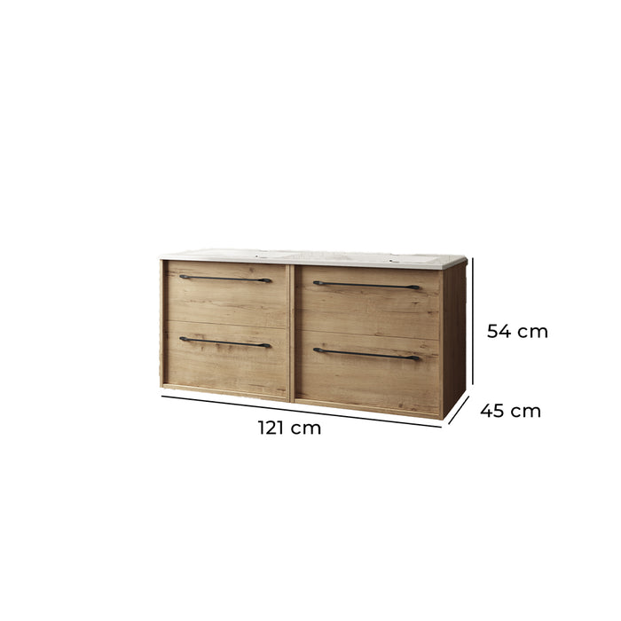 BATHME LENNOX Mueble de Baño con Lavabo de Encimera 120 cm Roble Ostippo