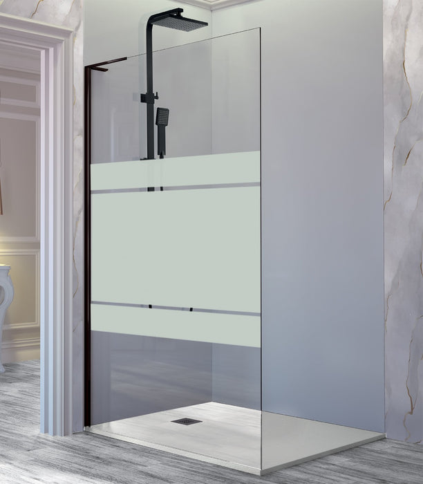 KASSANDRA FR703 FRESH Mampara Fijo Ducha Vidrio Decorado Negro Mate