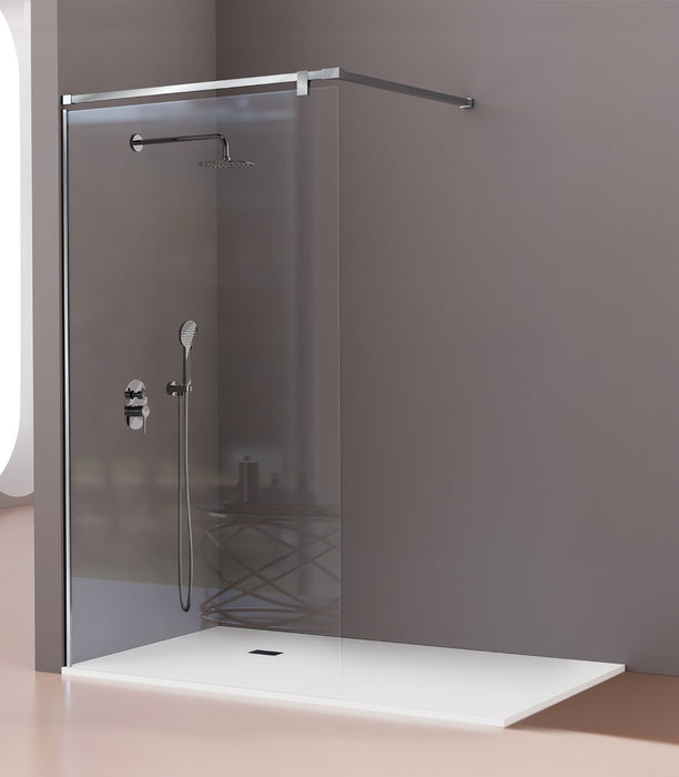 KASSANDRA FS683 FRESH SALOMON Mampara Fijo Barra 90 Ducha Inox Brillo Transparente