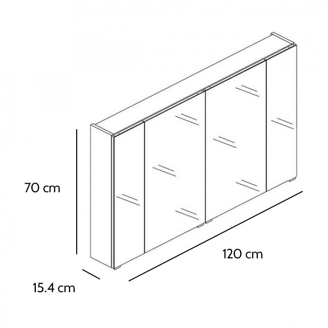 ROYO 123041 APOLO Camerino LED Con Espejo 4 Puertas 120 cm Blanco Brillo