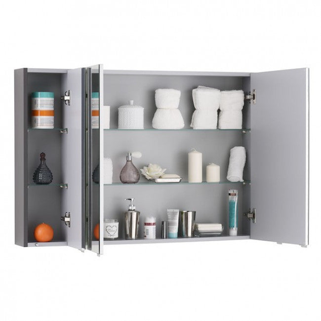 ROYO 123044 APOLO Camerino LED Con Espejo 4 Puertas 120 cm Gris Antracita Brillo
