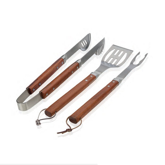 ANDREA HOUSE CC14065 Set 3 Utensilios Barbacoa Madera Acero Inox