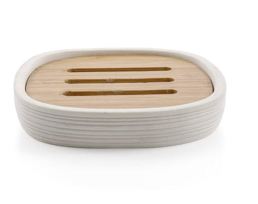 BATHSTAGE 64303 B-KUBIC Jabonera Blanco Madera