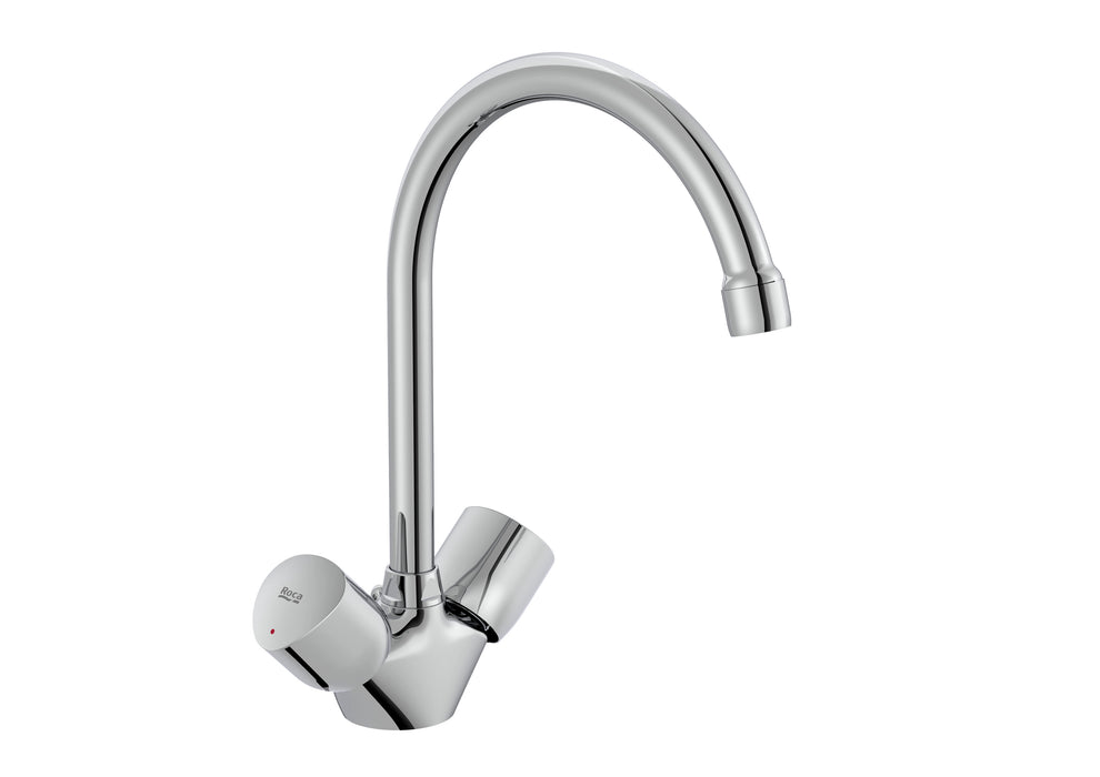 ROCA A5A848EC00 BRAVA Grifo Bimando Para Fregadero De Cocina Y Lavadero Caño Giratorio Cromo