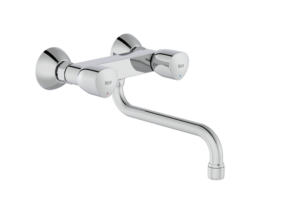 ROCA A5A768EC00 BRAVA Grifo Bimando Para Fregadero De Cocina O Lavadero Con Caño Inferior Giratorio Cromo