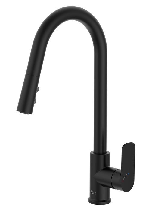 ROCA A5A816ENB0 CALA Grifo Monomando Fregadero Cocina Caño Giratorio Negro Mate