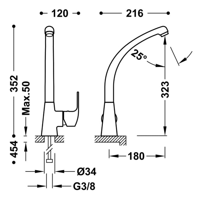 TRES 06944701 K-TRES Grifo Fregadero Vertical Cromo