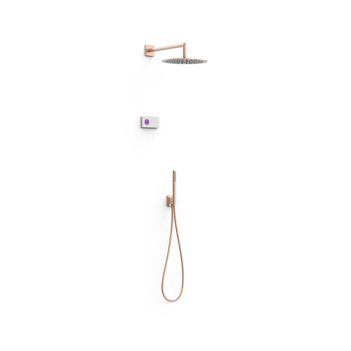 TRES 09286558OPM SHOWER TECHNOLOGY Kit Grifo Termostático Electrónico Empotrado 2 Vías para Ducha Oro Rosa Mate