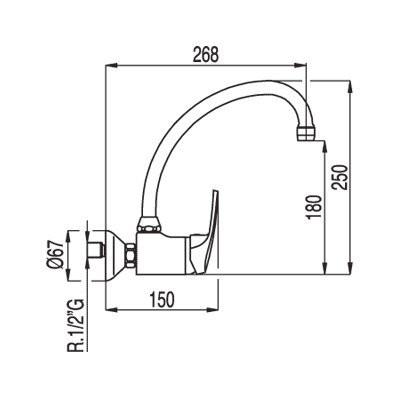 ECO-TRES 17021802 Grifo Fregadero Pared 5 a 7 Días Tres Grifería 