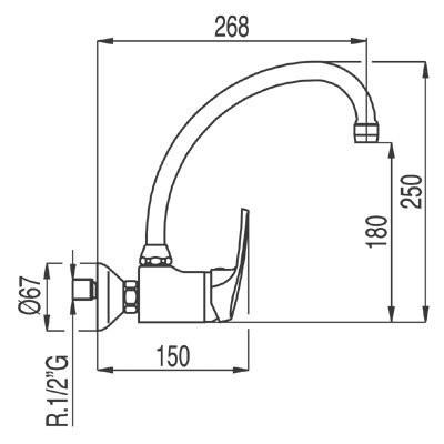 ECO-TRES 17031802 Grifo Fregadero Pared 5 a 7 Días Tres Grifería 