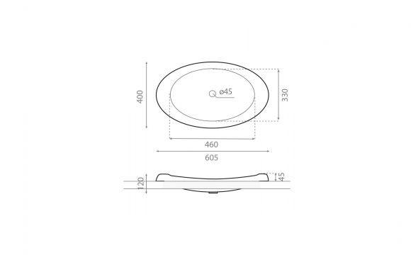 BATHCO 4022 Lavabo Semi Encastre Ova ELLIPSE 620x370x110 3 a 5 Días The Bath Collection 