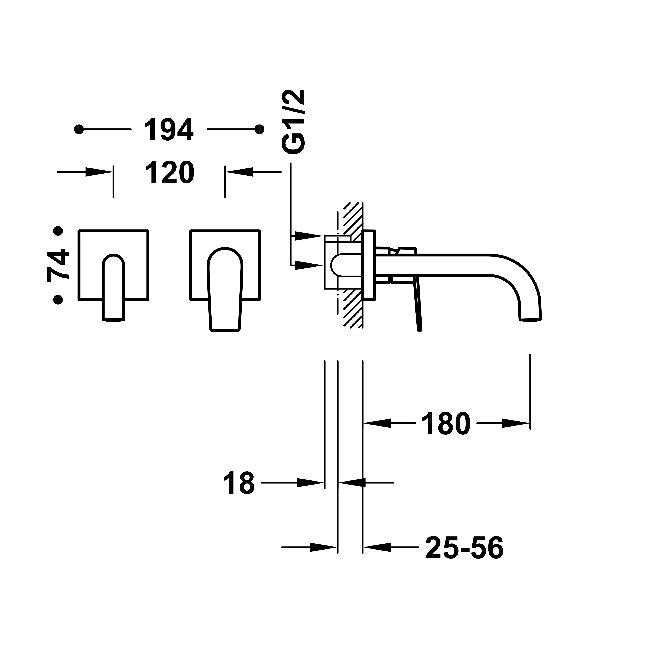 TRES 21130001OP PROJECT-TRES Grifo Monomando Empotrado Para Lavabo Oro Rosa 24K