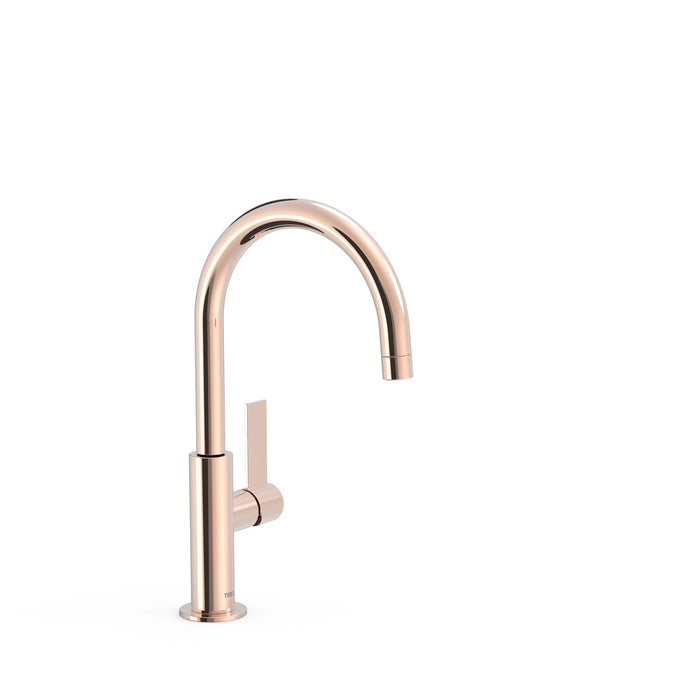TRES 21190501OP PROJECT-TRES Grifo Monomando Alto Con Maneta Lateral Para Lavabo Oro Rosa 24K