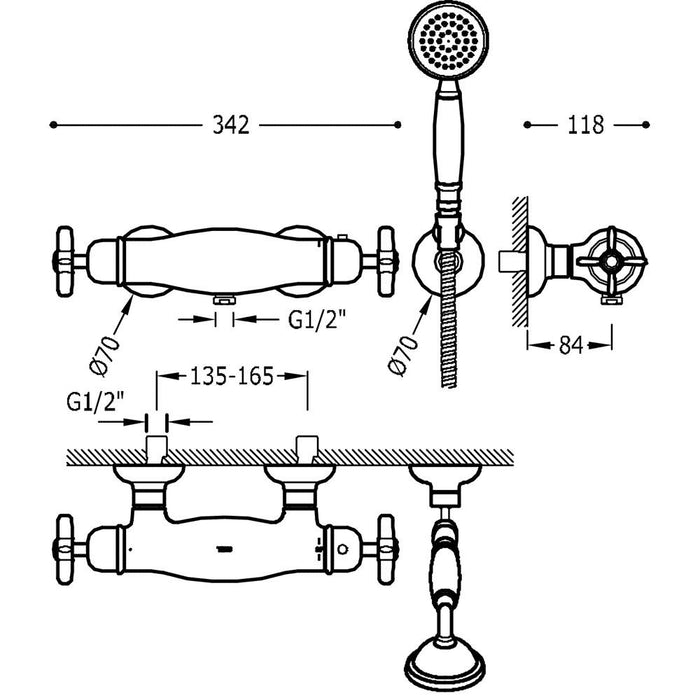 TRES-CLASIC 24216409 Grifo Ducha Termostática Cromo 5 a 7 Días Tres Grifería 