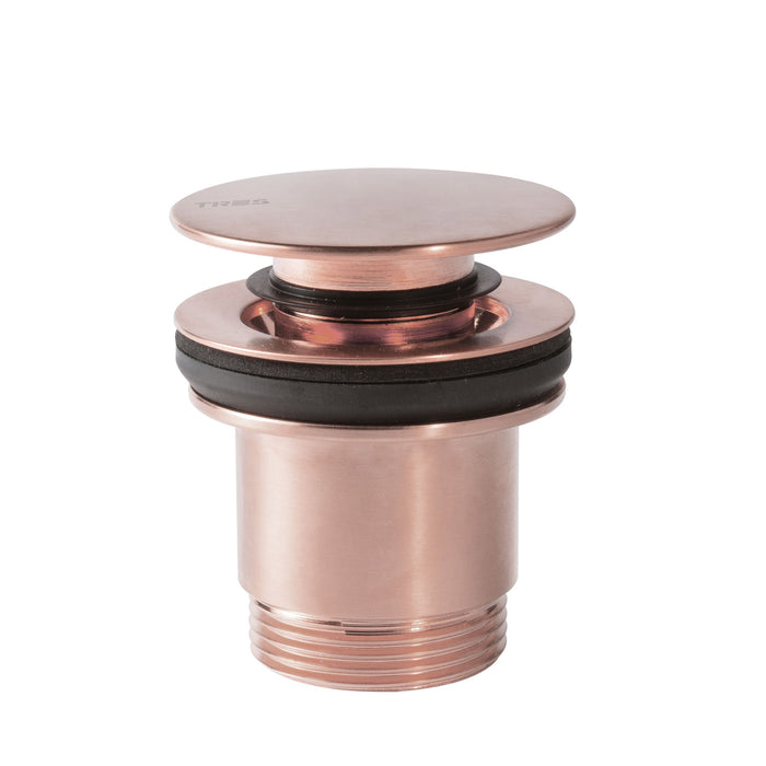 TRES 24284001OPM Válvula De Desagüe Click-Clack Simple-Rapid Para Lavabo/Bidé Color Oro Rosa Mate