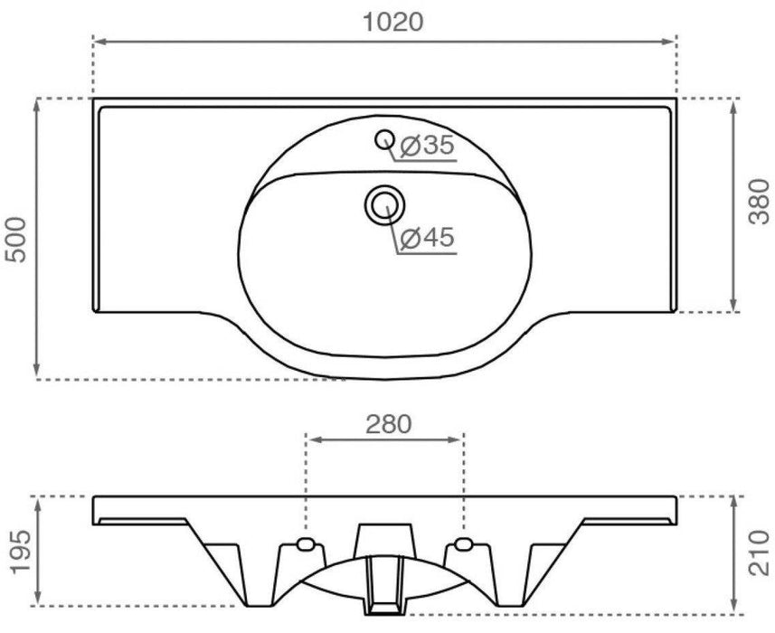BATHCO 4103 BUCAREST 100 Lavabo Rectangular 3 a 5 Días The Bath Collection 