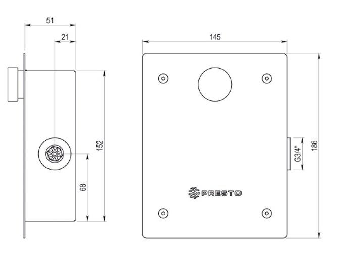 PRESTO 1000 E XL Grifo Temporizado Empotrado WC SIN Llave 3 a 5 Días Presto 