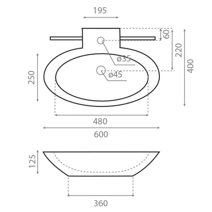 BATHCO 4010 TT2 Lavabo oval Con Toallero 3 a 5 Días The Bath Collection 