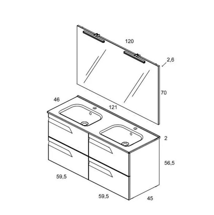 ROYO C0072602 VITALE 120 Conjunto Mueble Blanco Brillo 5 a 7 Días MOBILIARIO ROYO 