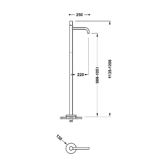 TRES 26285306OPM STUDY EXCLUSIVE Grifo Monomando Con Toma A Suelo Para Lavabo Oro Rosa Mate