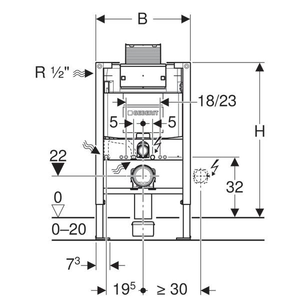 GEBERIT 111.003.001 DUOFIX Bastidor con cisterna empotrada inodoro suspendido 24/48 Horas Geberit 
