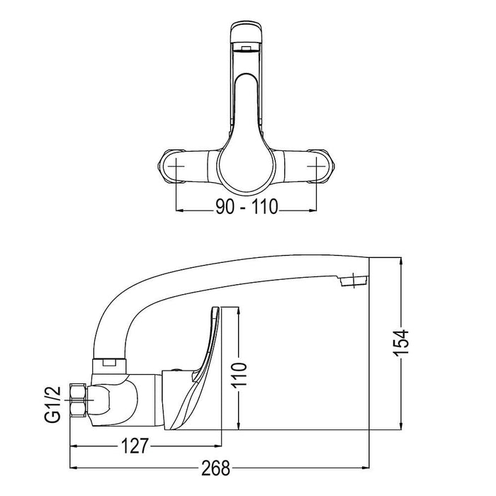 LLAVISAN L163104 Grifo de cocina monomando Pared 11cm 3 a 5 Días LLAVISAN 