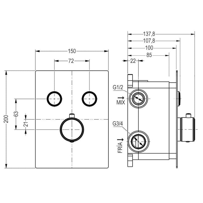 LLAVISAN L154474 Grifo de empotrar termostática Pulsar Pared 2 a 3 Días LLAVISAN 