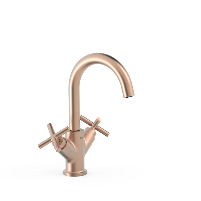 TRES 28310301OPM MONT BLANC Grifo Bimando Para Lavabo Oro Rosa Mate