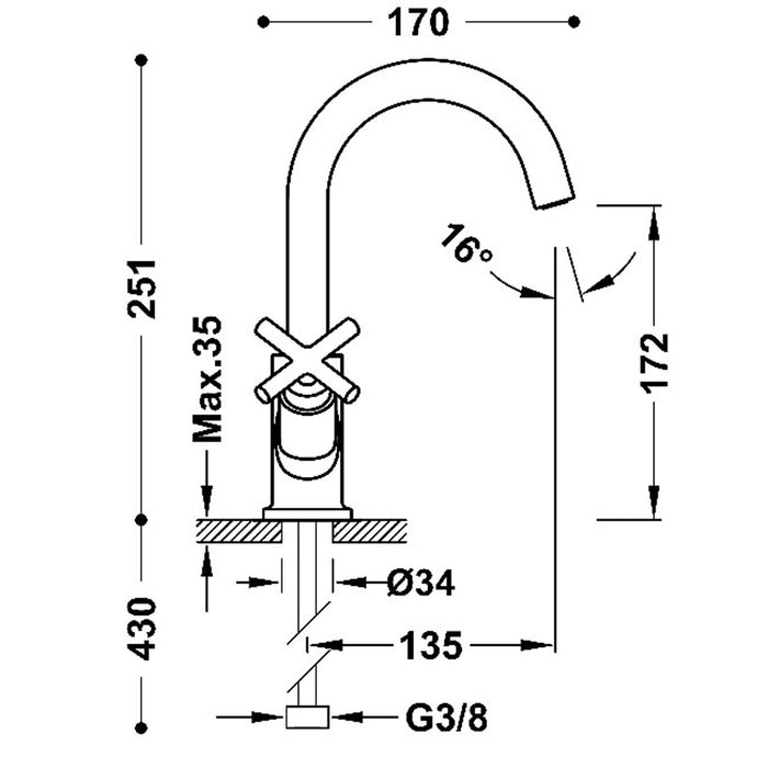 TRES 28310301OPM MONT BLANC Grifo Bimando Para Lavabo Oro Rosa Mate
