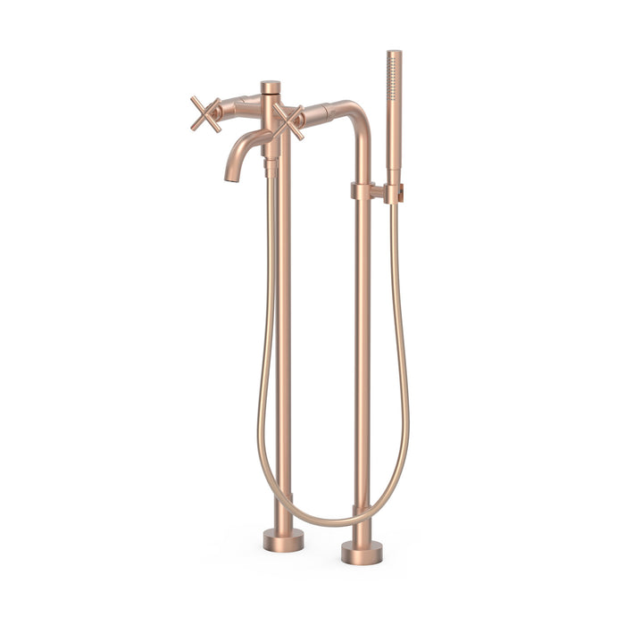 TRES 28319401OPM MONT BLANC Grifo Bimando De Suelo Para Bañera y Ducha Oro Rosa Mate
