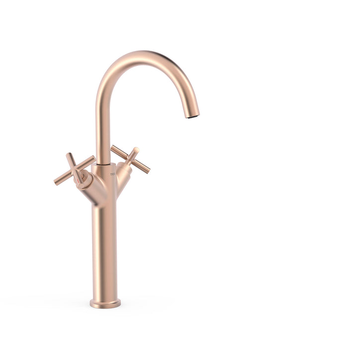 TRES 28380301OPM MONT BLANC Grifo Bimando XXL Para Lavabo Oro Rosa Mate